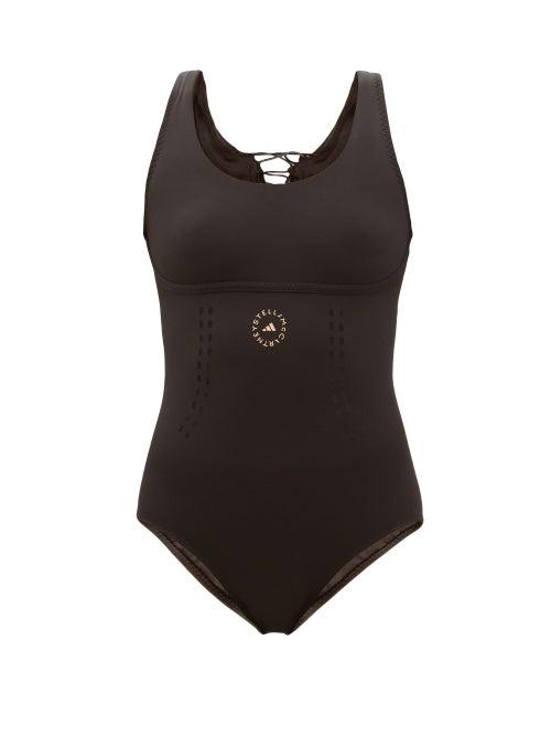 Ladies Activewear Adidas By Stella Mccartney - Truepurpose Lace-up Back Swimsuit - Womens - Black