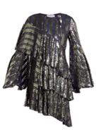 Matchesfashion.com Osman - Tina Sequin Asymmetric Tiered Dress - Womens - Dark Grey