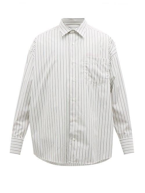 Matchesfashion.com Ami - Striped Cotton Poplin Shirt - Mens - White