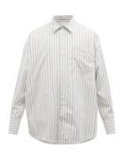 Matchesfashion.com Ami - Striped Cotton Poplin Shirt - Mens - White