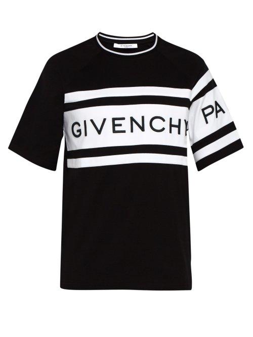 Matchesfashion.com Givenchy - Logo Embroidered Slim Fit Cotton T Shirt - Mens - Black