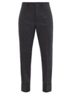 Matchesfashion.com Connolly - Turn-up Cuff Wool-blend Straight-leg Trousers - Womens - Dark Grey