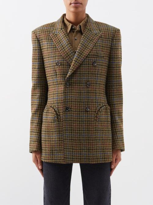 Blaz Milano - Samurai Double-breasted Checked Wool Blazer - Womens - Brown Multi