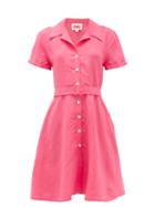 Matchesfashion.com Solid & Striped - Tourist Belted Linen-blend Shirt Dress - Womens - Pink