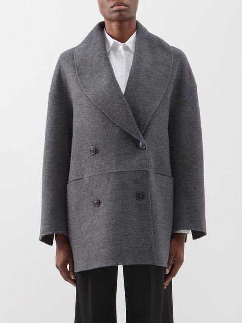 Toteme - Double-breasted Wool Jacket - Womens - Grey Multi
