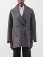 Toteme - Double-breasted Wool Jacket - Womens - Grey Multi