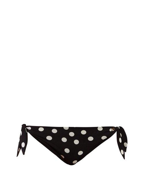 Matchesfashion.com Dolce & Gabbana - Polka Dot Print Bikini Bottoms - Womens - Black Multi