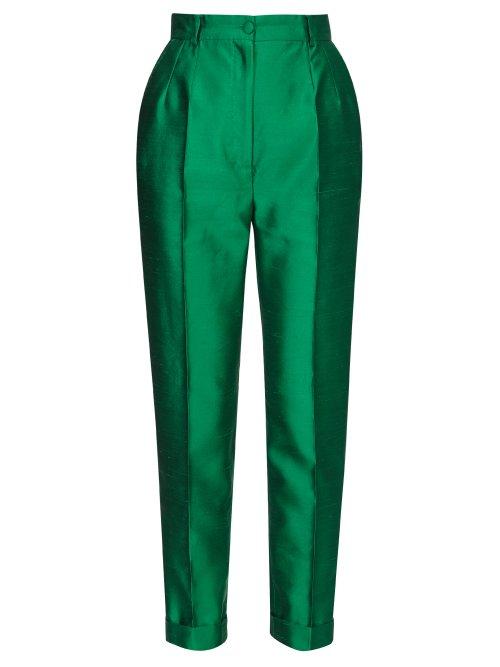 Matchesfashion.com Dolce & Gabbana - Turned Up Cuff Straight Leg Trousers - Womens - Green