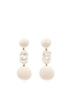 Matchesfashion.com Rebecca De Ravenel - Bon Bon Cord And Pearl Clip Earrings - Womens - White