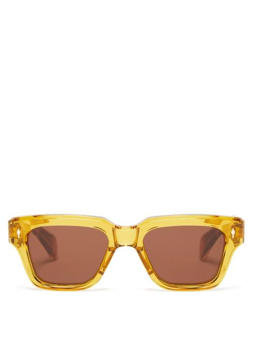 Mens Eyewear Jacques Marie Mage - Fellini Square Acetate Sunglasses - Mens - Yellow