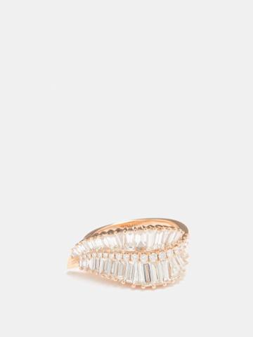 Anita Ko - Palm Leaf Diamond & 18kt Rose-gold Ring - Womens - Gold Multi
