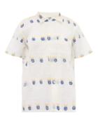 Matchesfashion.com Bode - Apple Embroidered Sheer Cotton Bowling Shirt - Womens - White Multi