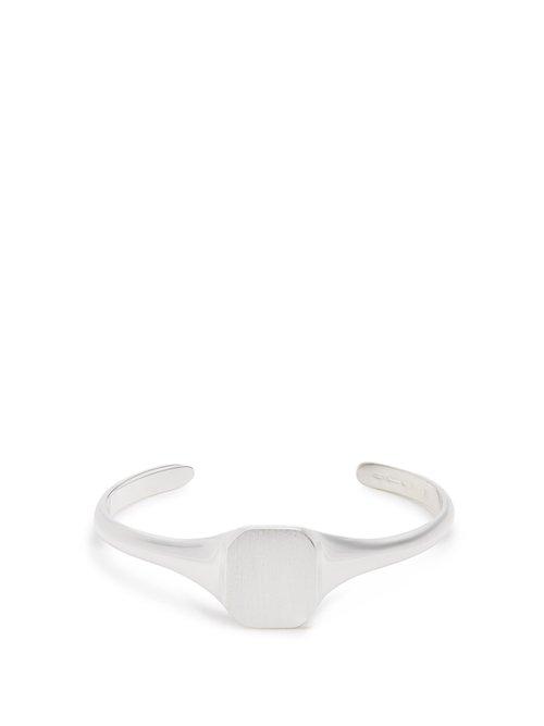 Matchesfashion.com Maison Margiela - Signet Sterling Silver Cuff - Mens - Silver