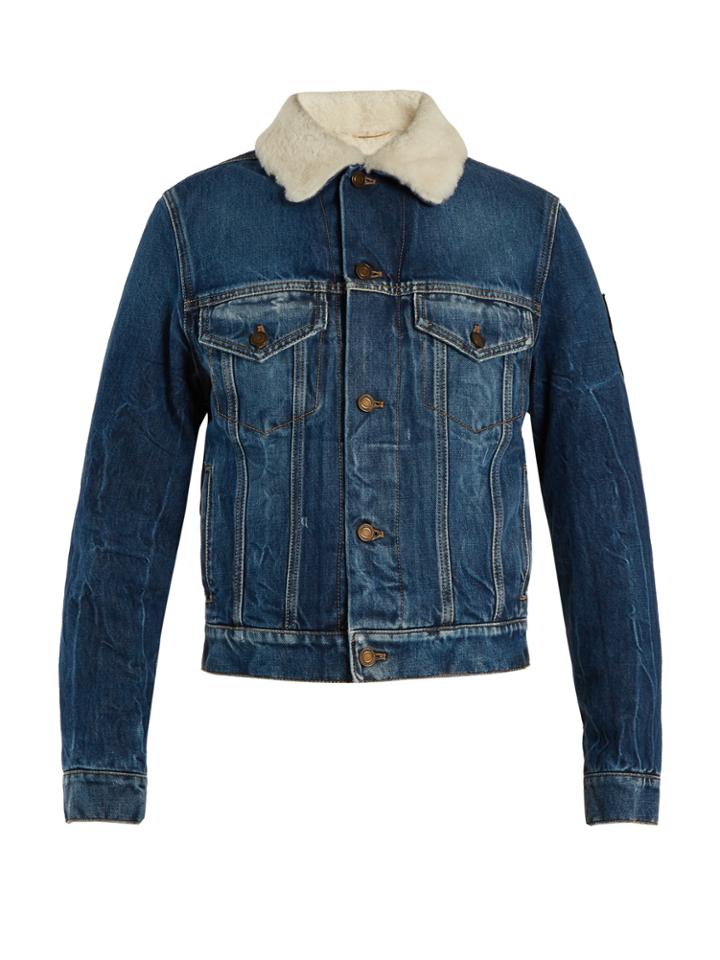 Saint Laurent Denim And Shearling Jacket