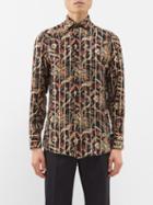 Etro - Striped Floral-print Silk Shirt - Mens - Black Multi