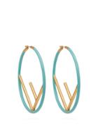 Matchesfashion.com Fendi - F Is Fendi Hoop Earrings - Womens - Blue