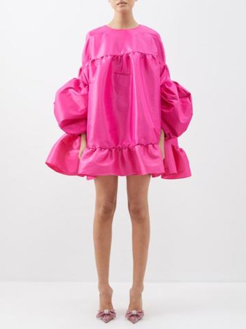 Kika Vargas - Gina Balloon-sleeve Taffeta Mini Dress - Womens - Fuchsia