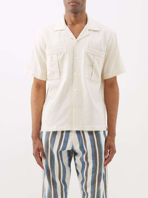 Marrakshi Life - Patch-pocket Cotton-canvas Shirt - Mens - Cream