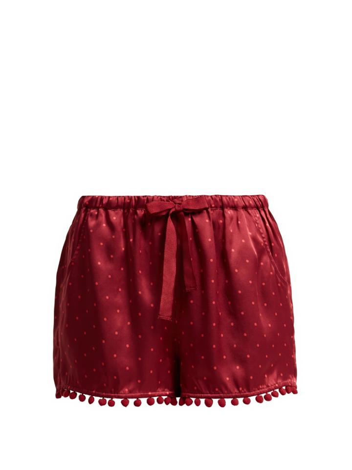 Figue Maja Polka-dot Silk Shorts