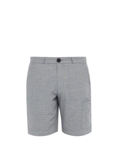 Matchesfashion.com Oliver Spencer - Judo Houndstooth Cotton Shorts - Mens - Blue