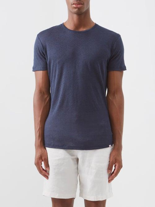 Orlebar Brown - Crew-neck Linen T-shirt - Mens - Navy