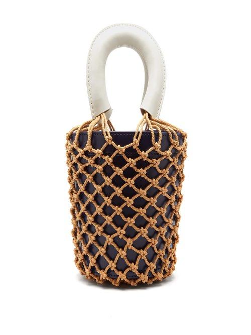 Matchesfashion.com Staud - Moreau Macram And Leather Bucket Bag - Womens - Navy Multi