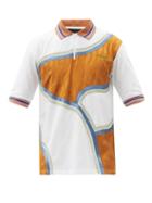 Matchesfashion.com Ahluwalia - Wave-insert Organic-cotton Piqu Polo Shirt - Mens - White Multi