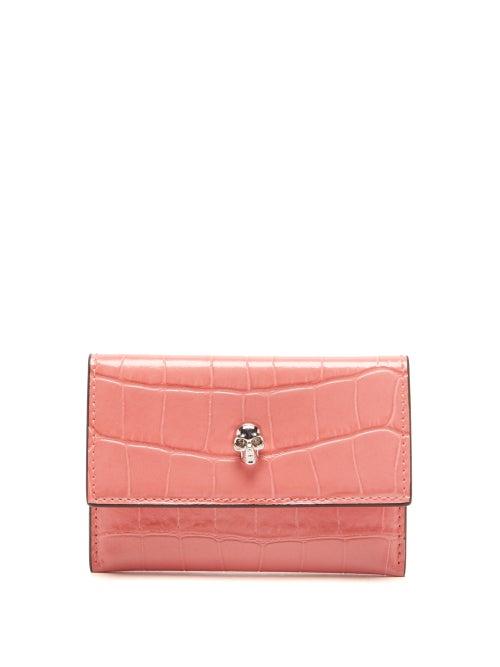 Alexander Mcqueen - Crocodile-effect Leather Cardholder - Womens - Pink