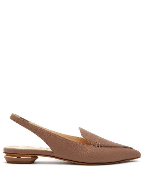Matchesfashion.com Nicholas Kirkwood - Beya Slingback Grained Leather Loafers - Womens - Pink