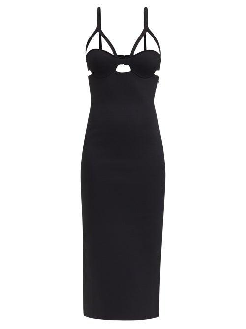 Matchesfashion.com Khaite - Honour Cutout-bodice Knitted Midi Dress - Womens - Black