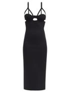 Matchesfashion.com Khaite - Honour Cutout-bodice Knitted Midi Dress - Womens - Black