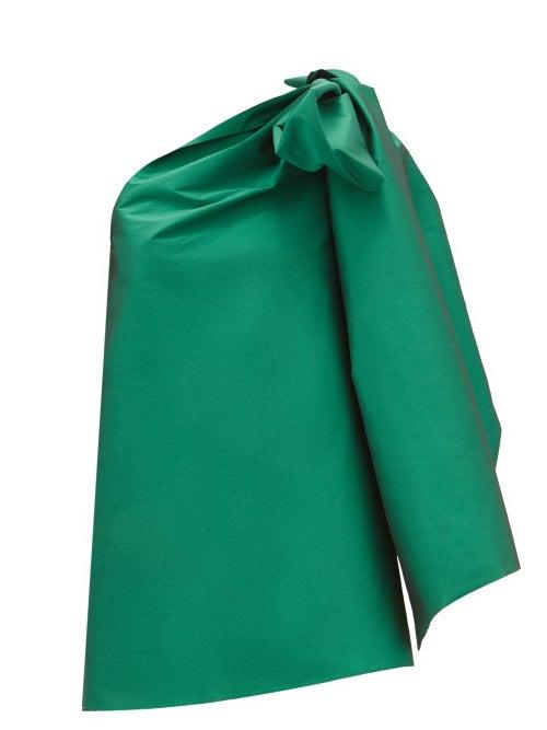 Matchesfashion.com Bernadette - Tom Tom One-shoulder Taffeta Mini Dress - Womens - Green