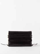 Chlo - Mony Whipstitched Leather Clutch Bag - Womens - Black