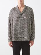 Balmain - Monogram-print Twill Shirt - Mens - Black Ivory