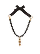 Matchesfashion.com Valentino - Floral Rockstud Pendant Beaded Necklace - Womens - Black