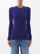 Raey - Crew-neck Fine-rib Responsible Merino Wool Sweater - Womens - Blue