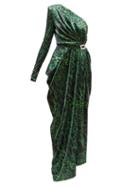 Matchesfashion.com Alexandre Vauthier - One Shoulder Lynx Print Satin Gown - Womens - Green Print