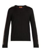 Matchesfashion.com Missoni - Striped Sleeve Crew Neck Wool Sweater - Mens - Black
