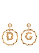 Matchesfashion.com Dolce & Gabbana - Faux Pearl D & G Hoop Drop Earrings - Womens - Gold