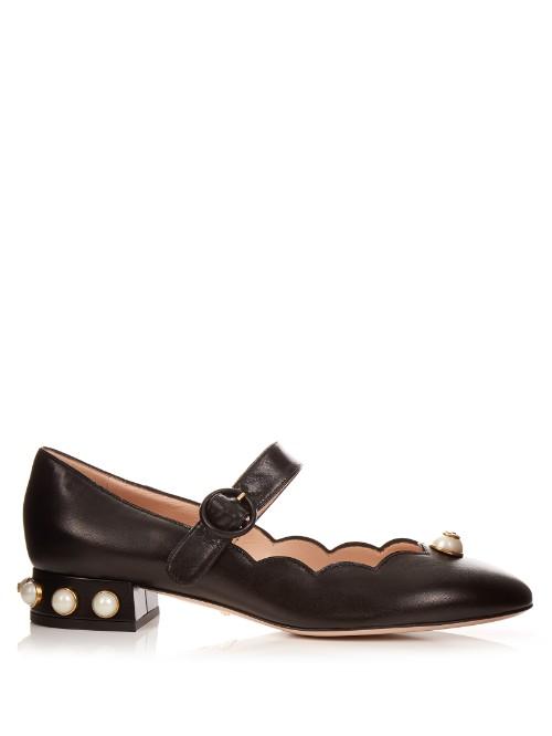 Gucci Willow Faux-pearl Embellished Leather Ballet Pumps