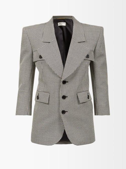 Saint Laurent - Checked Single-breasted Twill Blazer - Womens - Black White