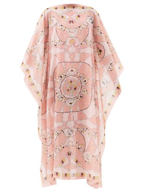 Emilio Pucci - Cyprea-print Cotton-voile Kaftan - Womens - Pink Print