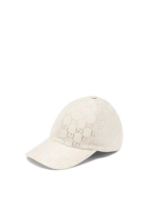 Matchesfashion.com Gucci - Metallic Logo-jacquard Canvas Cap - Womens - Beige