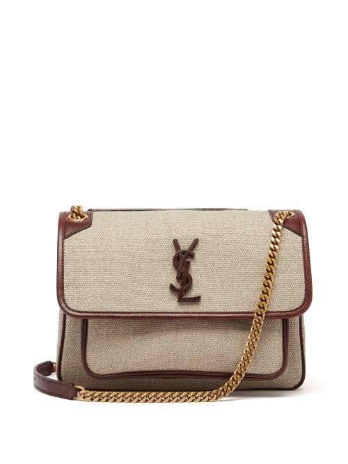 Matchesfashion.com Saint Laurent - Niki Medium Leather-trim Canvas Shoulder Bag - Womens - Brown Multi