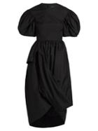 Simone Rocha Puff-sleeved Draped Cotton-poplin Dress