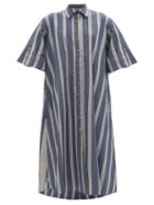 Ladies Beachwear Evi Grintela - Striped Cotton-blend Poplin Shirt Dress - Womens - Blue White
