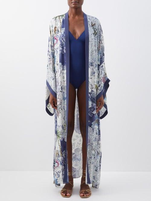 Etro - Paisley-print Kaftan Coverup - Womens - Blue Print