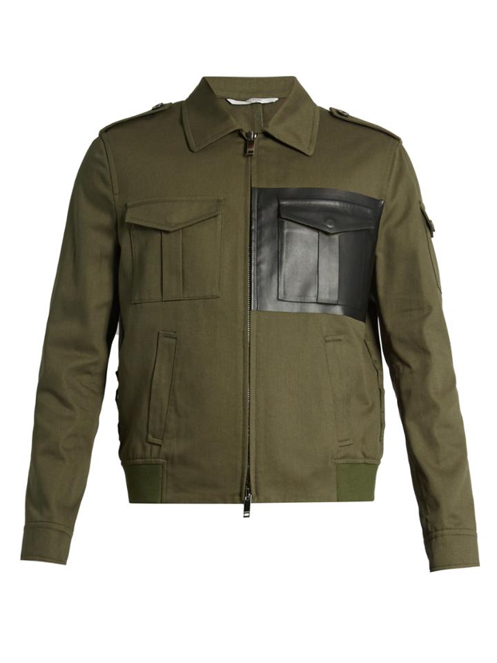 Valentino Faux-leather Pocket Cotton-twill Jacket