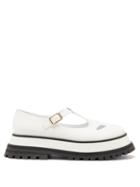Matchesfashion.com Burberry - Aldwych Flatform Leather Dolly Loafers - Womens - White