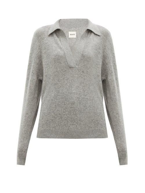 Matchesfashion.com Khaite - Jo V-neck Cashmere Sweater - Womens - Grey